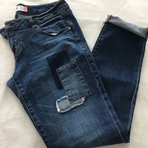 Cabi Patchwork Slim Boyfriend Jeans